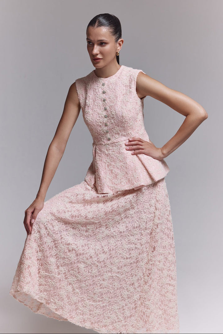 Robin Pink Lace Co - ord Set - Zabella