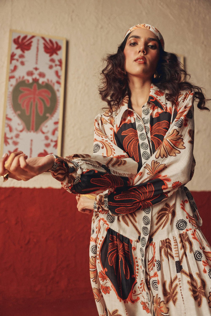 Sandswept Flared Midi Dress - Zabella