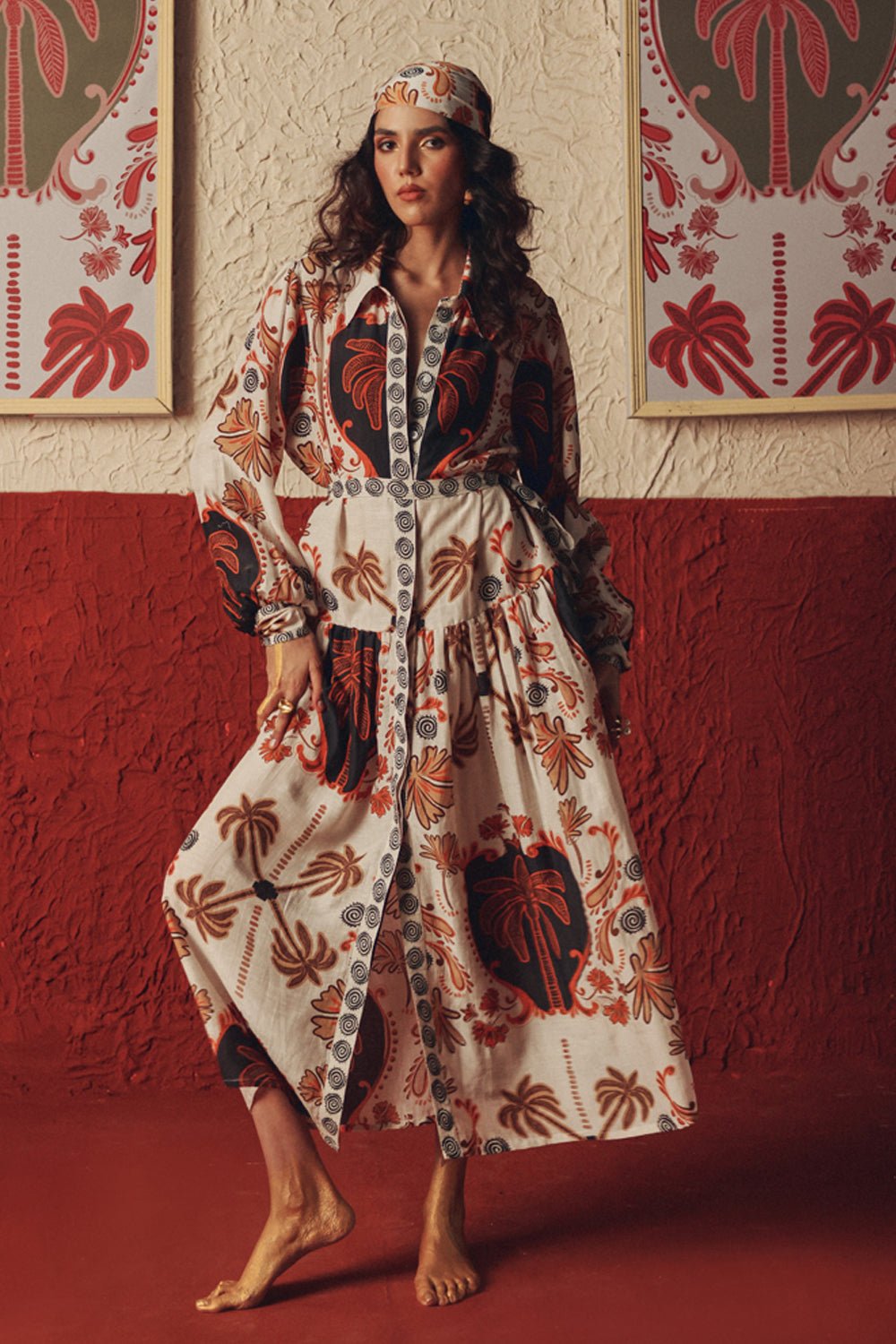 Sandswept Flared Midi Dress - Zabella