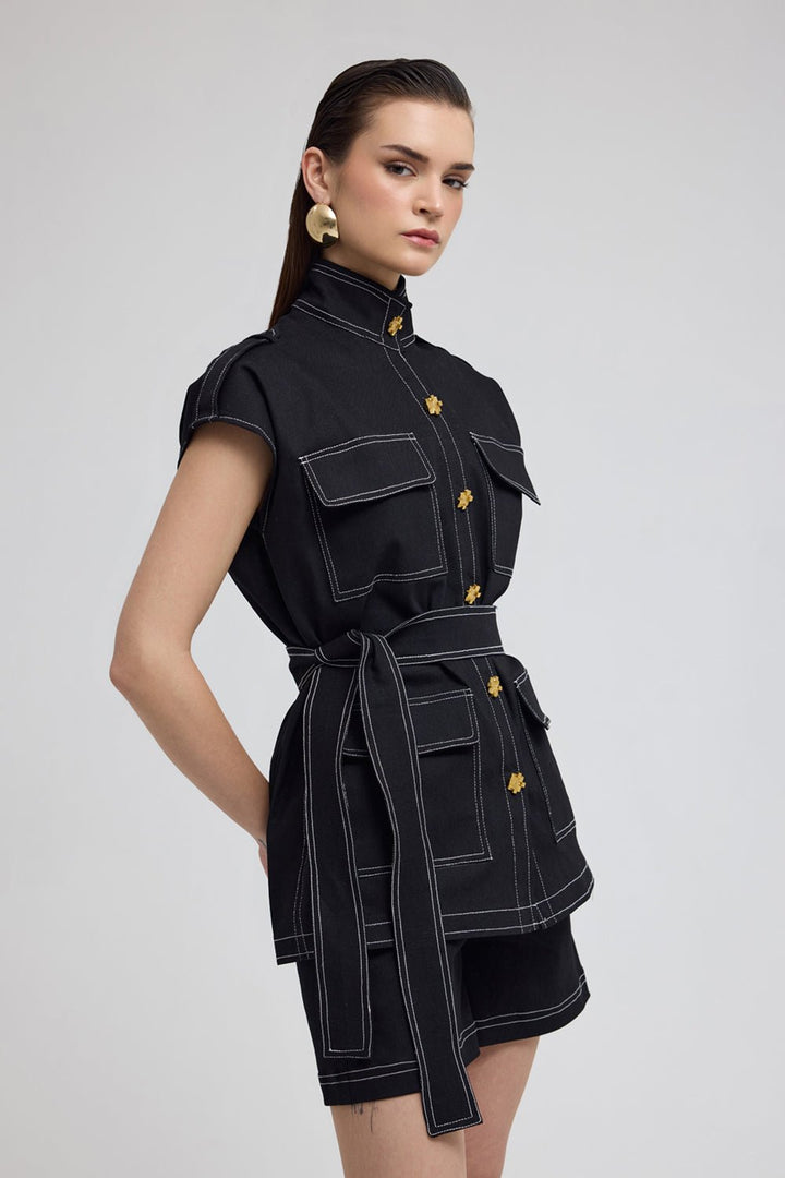 Seoul Black Denim Co - ord Set - Zabella