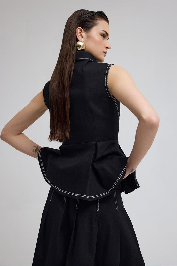 Seoul Black Denim Skirt Set - Zabella