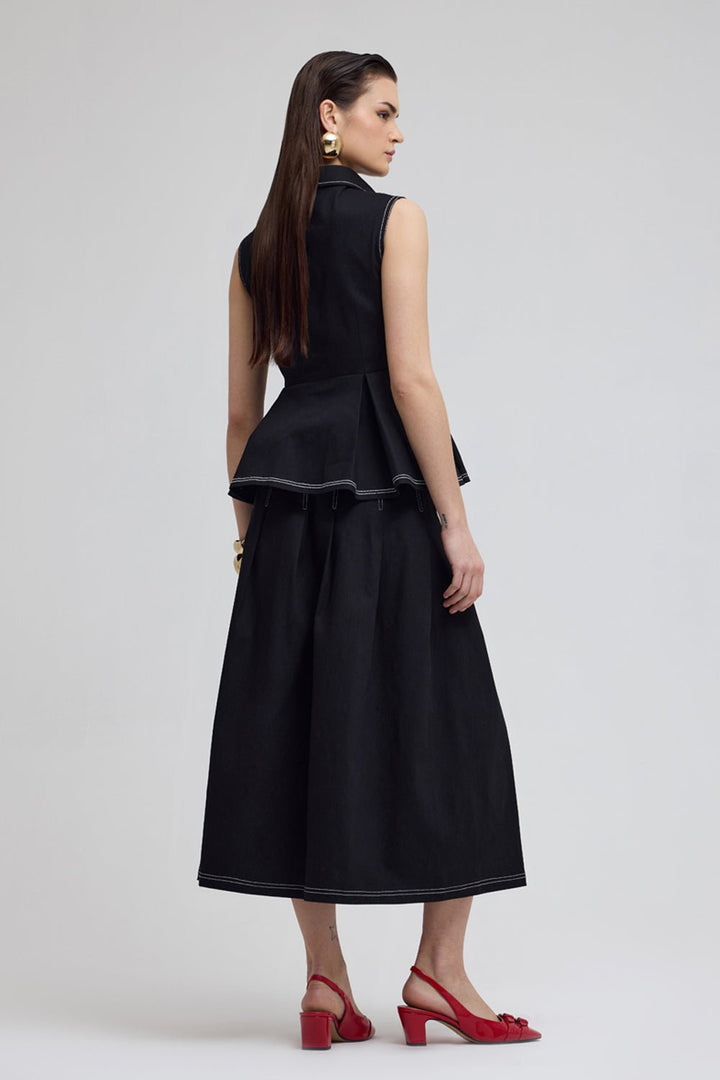 Seoul Black Denim Skirt Set - Zabella