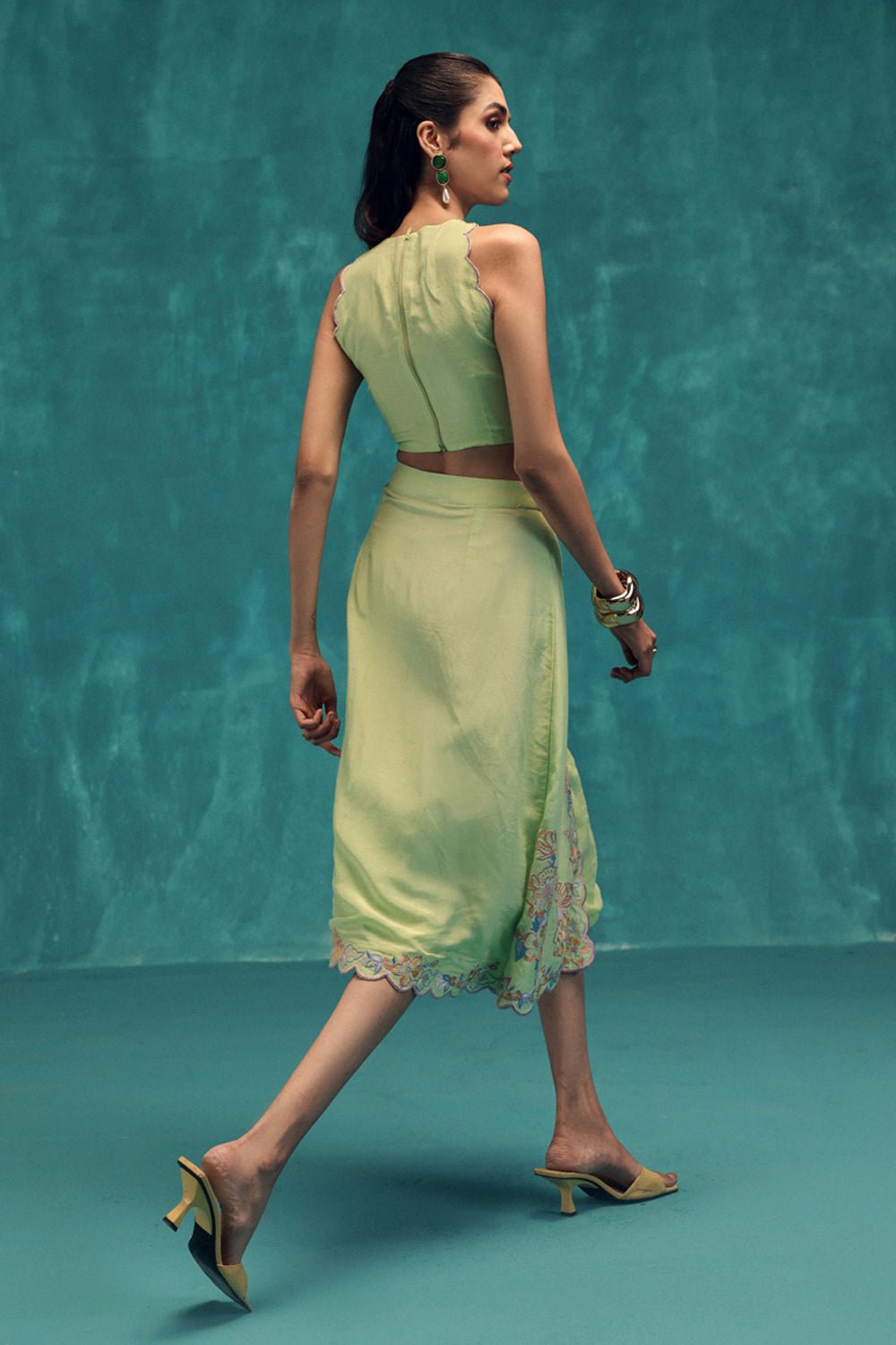 Serene Embroidered Linen Skirt & Top Set - Zabella