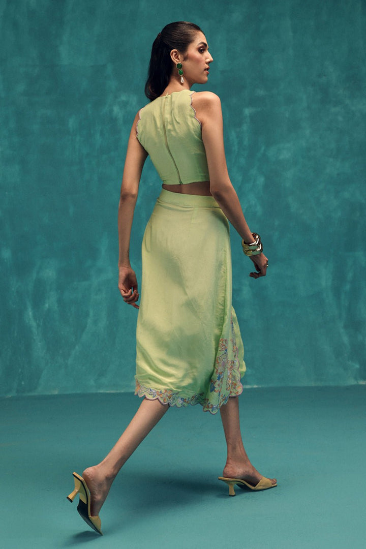 Serene Embroidered Linen Skirt & Top Set - Zabella