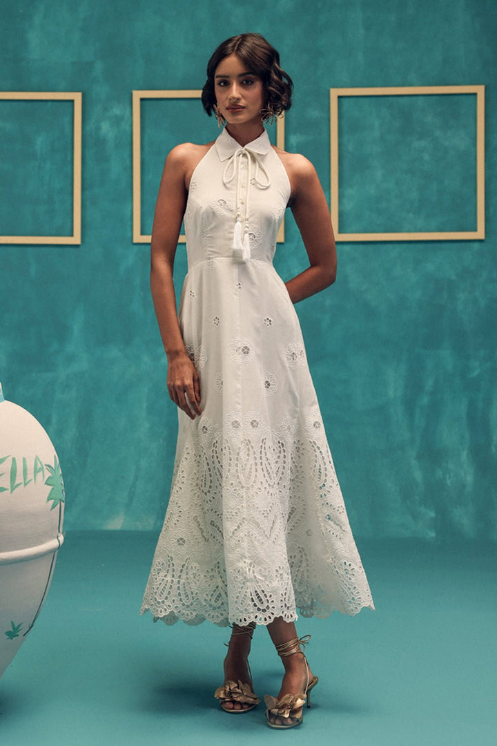 Sierra Cutwork Midi Dress - Zabella