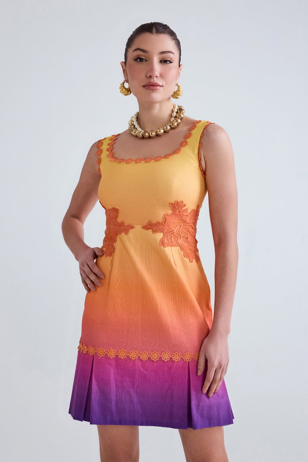 Sunset Ombre Linen Mini Dress - Zabella