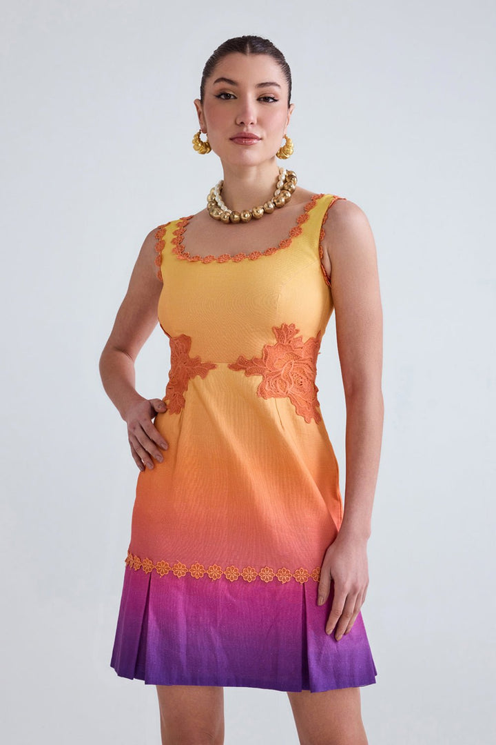 Sunset Ombre Linen Mini Dress - Zabella