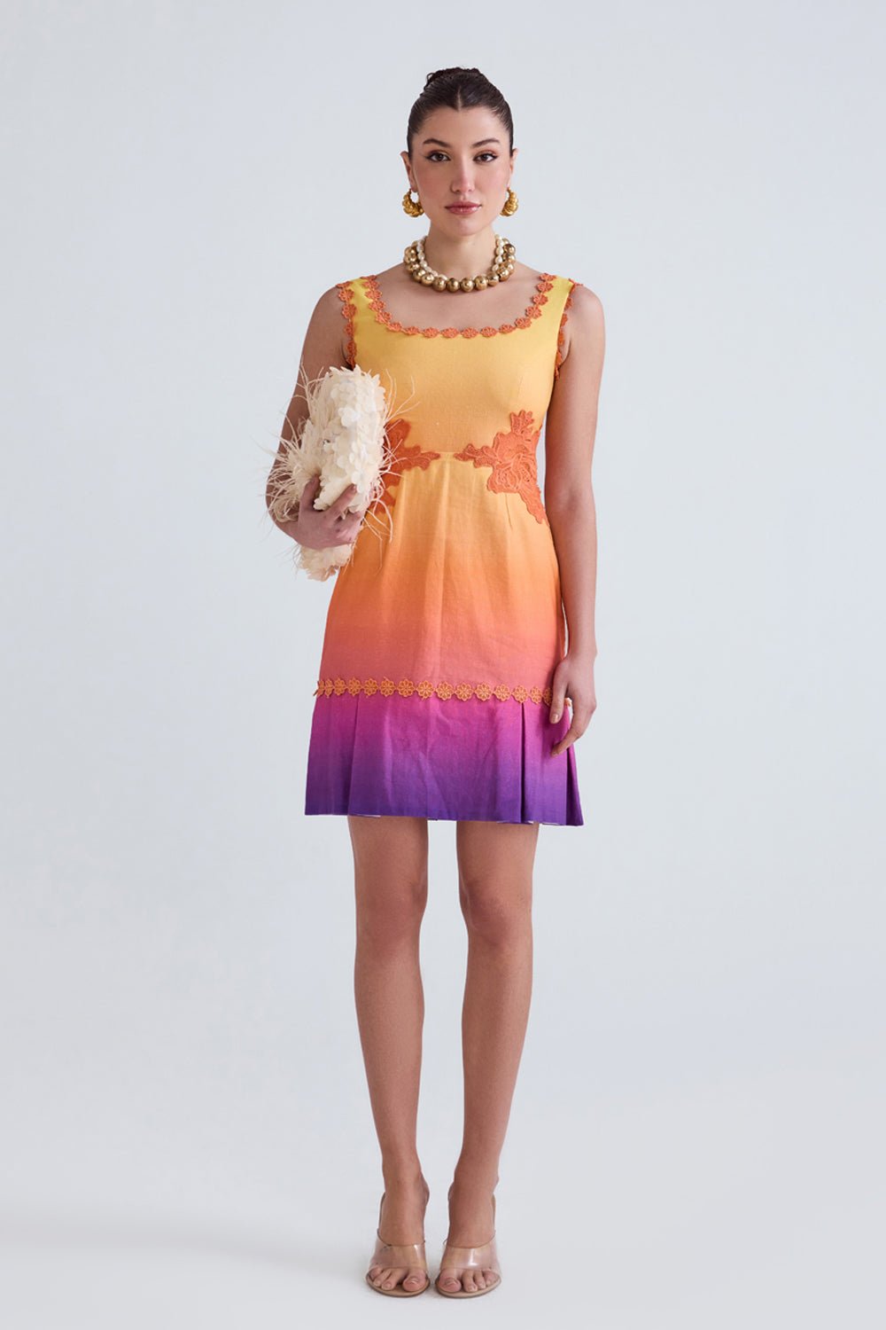 Sunset Ombre Linen Mini Dress - Zabella