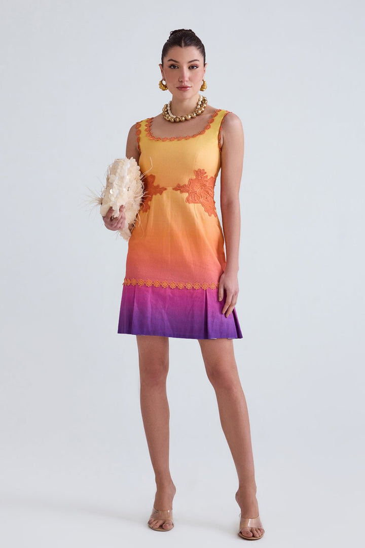 Sunset Ombre Linen Mini Dress - Zabella