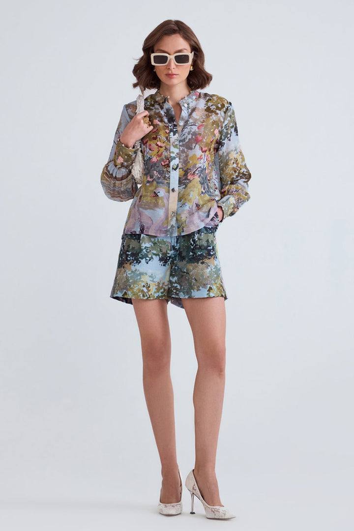 Swan Blue Linen Shirt - Zabella