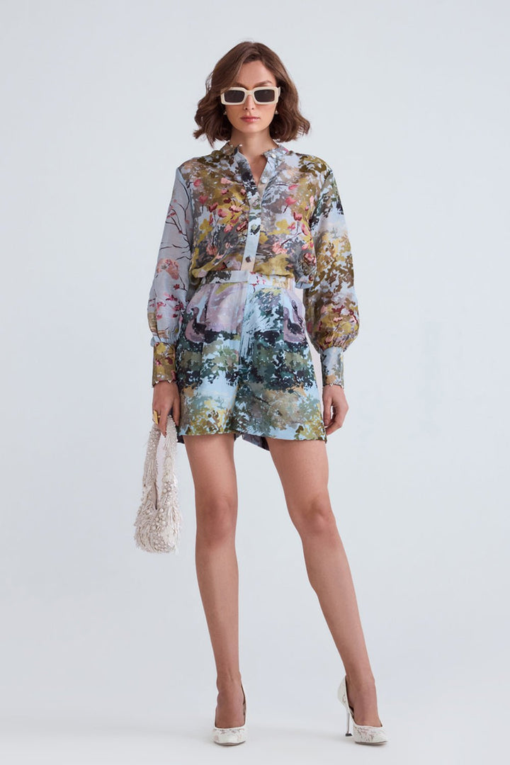 Swan Blue Linen Shirt - Zabella