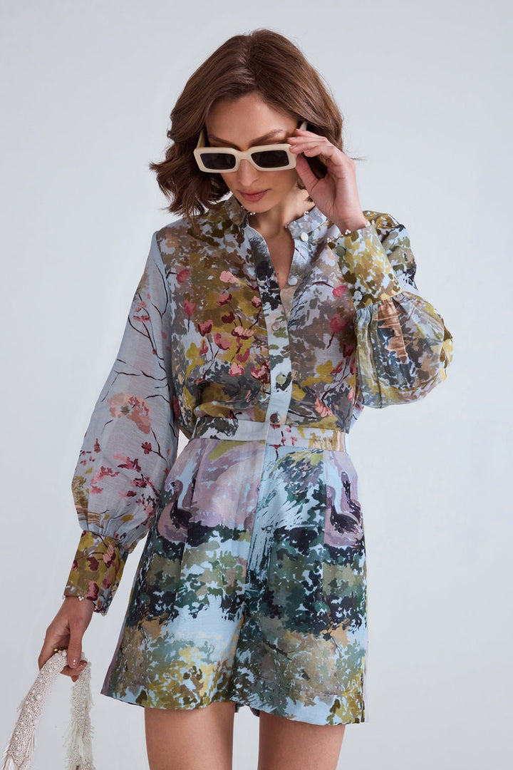 Swan Blue Linen Shirt - Zabella