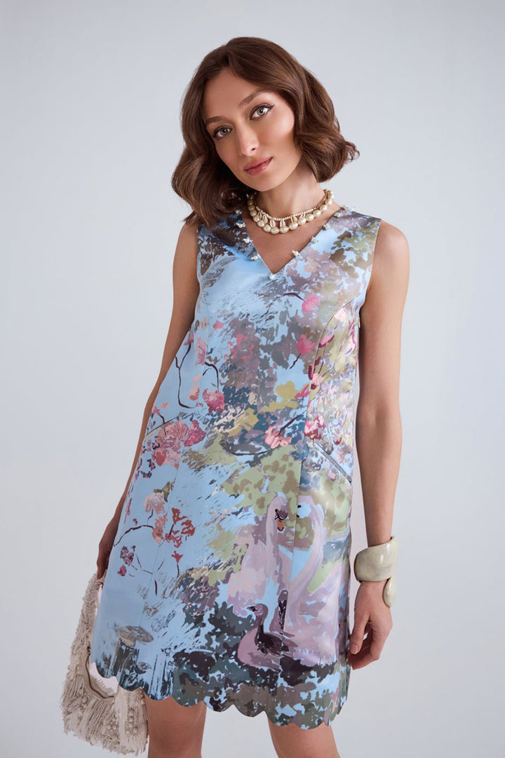 Swan Blue Mini Dress - Zabella