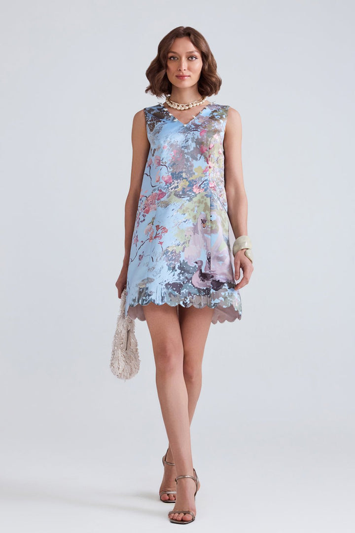Swan Blue Mini Dress - Zabella