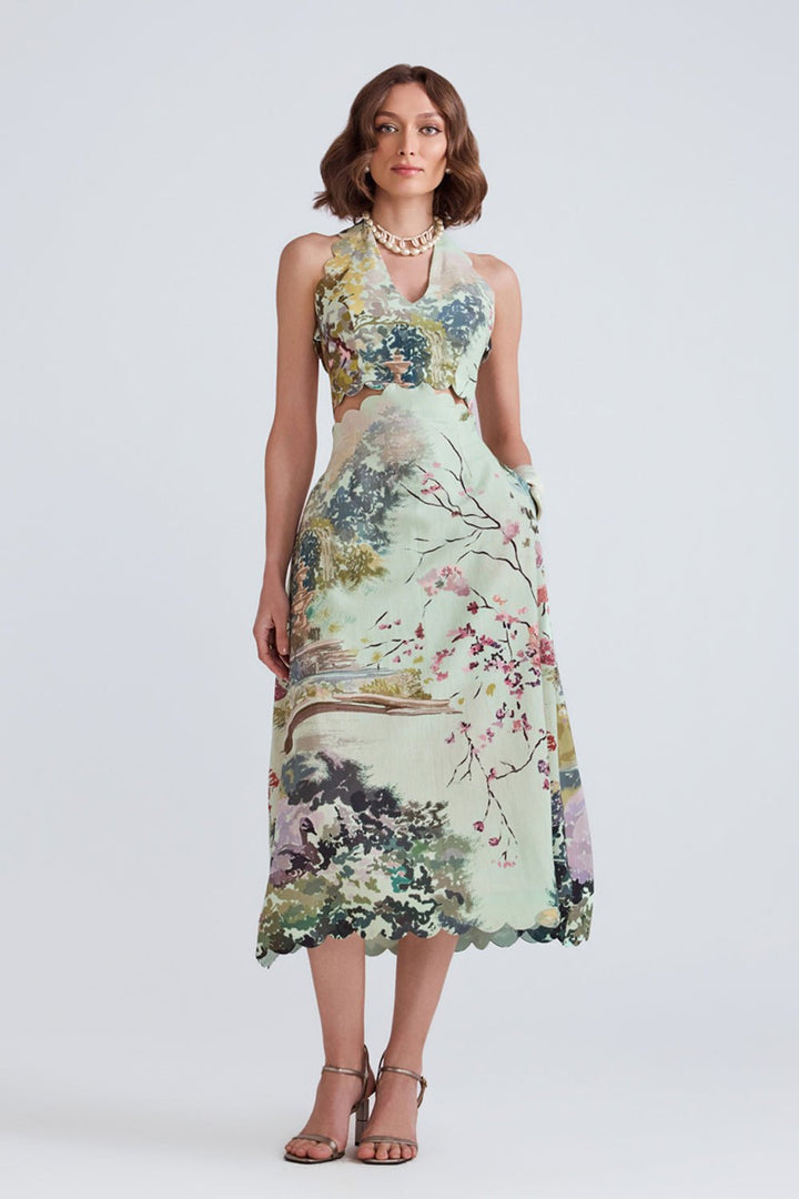 Swan Cotton Midi Dress - Zabella