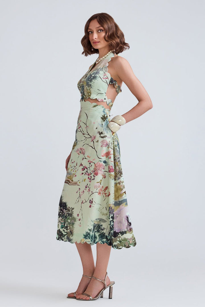 Swan Cotton Midi Dress - Zabella