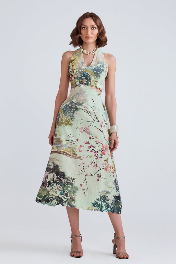 Swan Cotton Midi Dress - Zabella