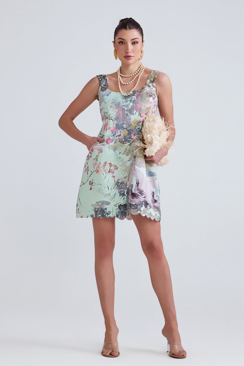 Swan Green Mini Dress - Zabella