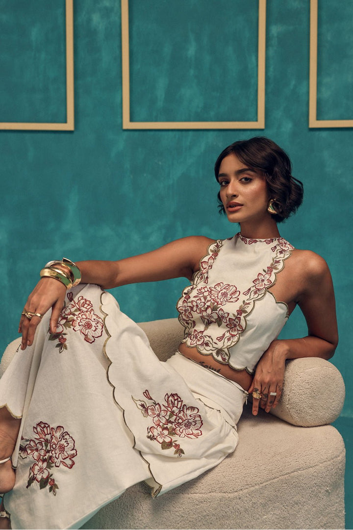 Sway Embroidered Linen Skirt - Zabella