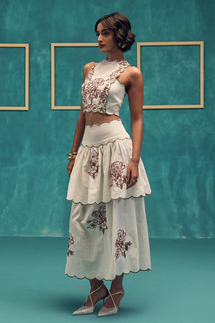 Sway Embroidered Linen Skirt - Zabella