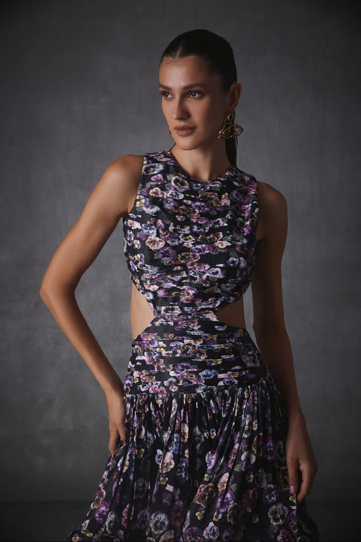 Tess Printed Satin Dress - Zabella