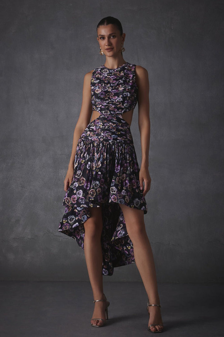 Tess Printed Satin Dress - Zabella