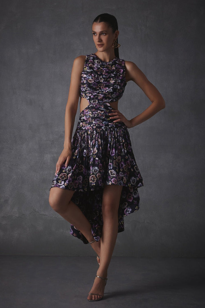 Tess Printed Satin Dress - Zabella