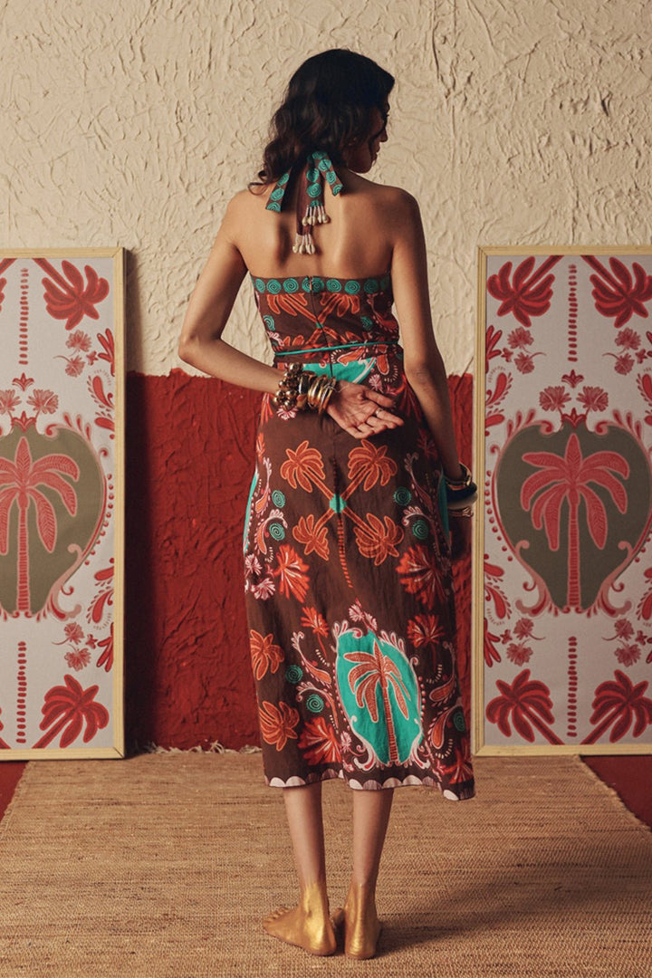 Wanderfolk Halter Midi Dress - Zabella