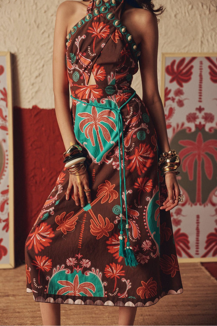 Wanderfolk Halter Midi Dress - Zabella