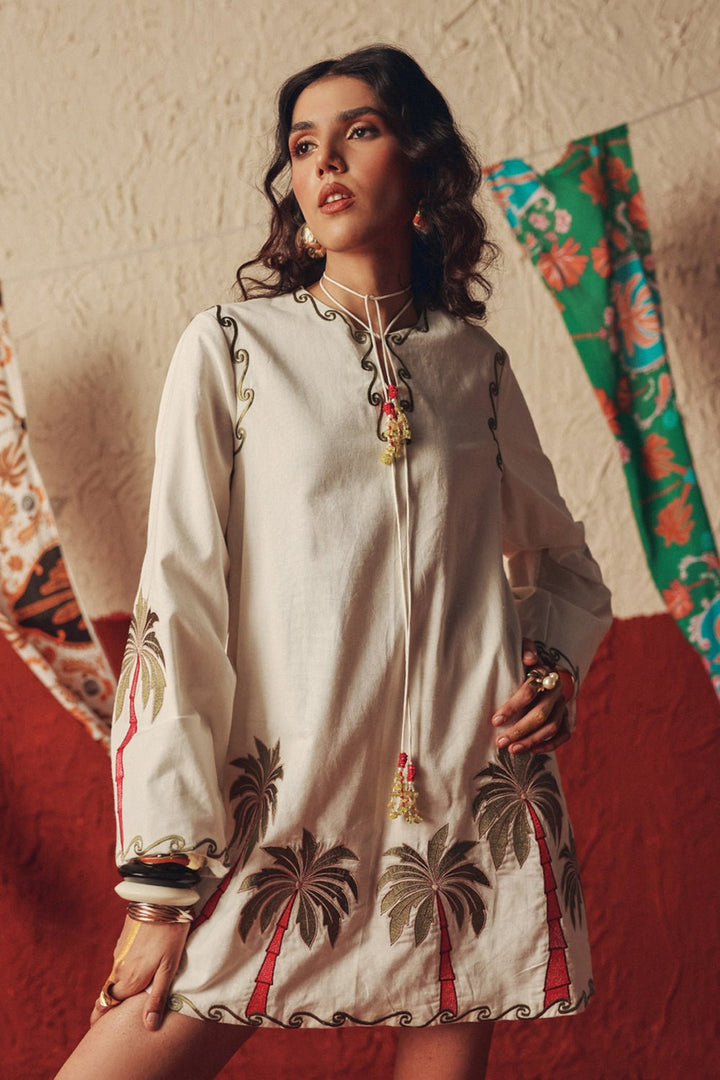 Wild Roots White Handcrafted Linen Mini Dress - Zabella