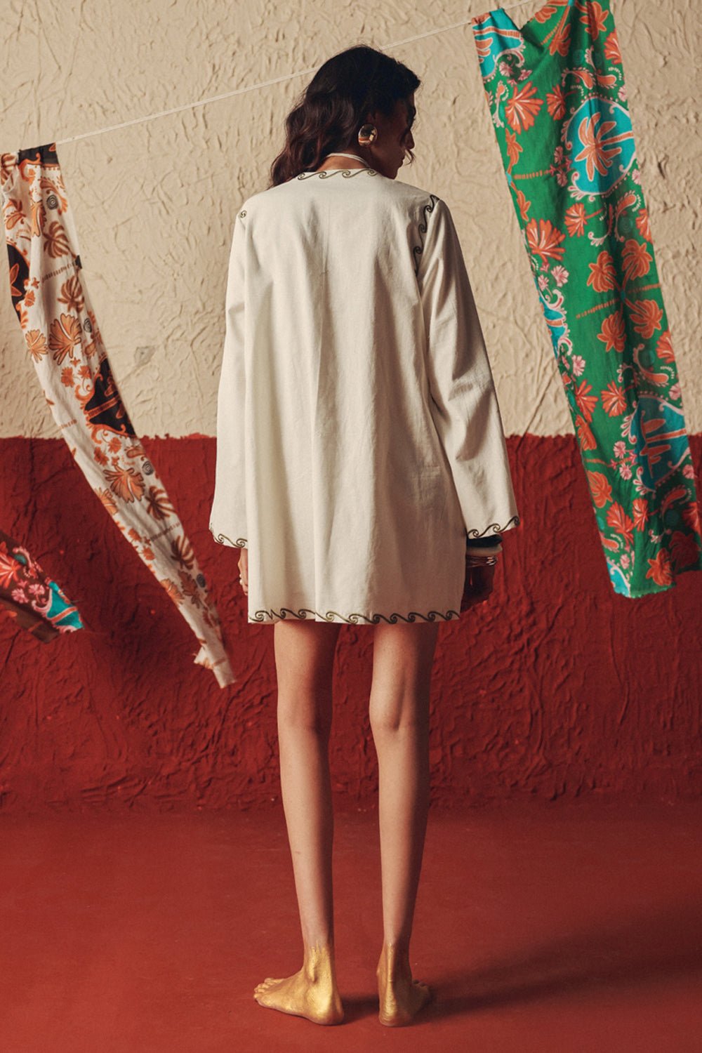 Wild Roots White Handcrafted Linen Mini Dress - Zabella