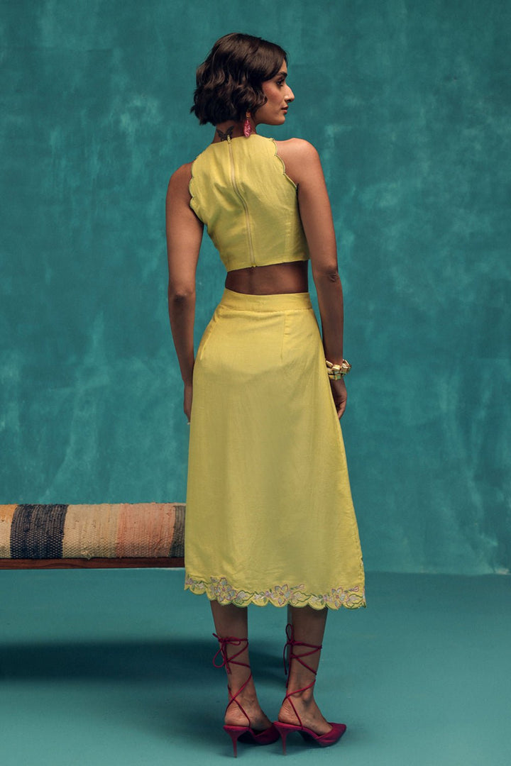 Willow Embroidered Linen Skirt & Top Set - Zabella